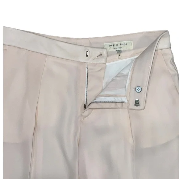 Rag & Bone Pink Silky Lined Leather Waistband Cuffed Trousers Size 2 - Picture 4 of 7